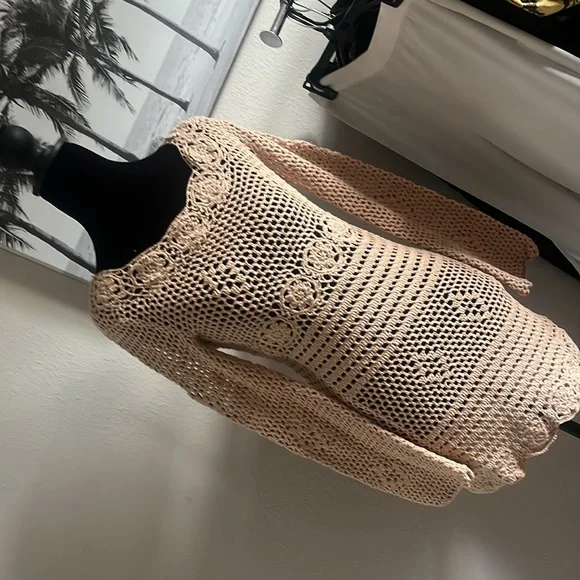 Majorelle Blush Beige Crochet Mini Dress/Cover-up Size XS - Picture 7 of 7